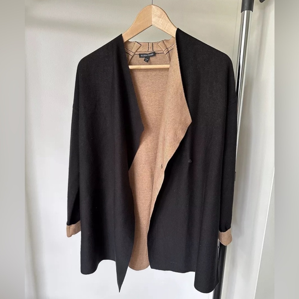 Eileen Fisher Silk Organic Cotton Cascading Cardigan Sweater Sz SP  Kimono